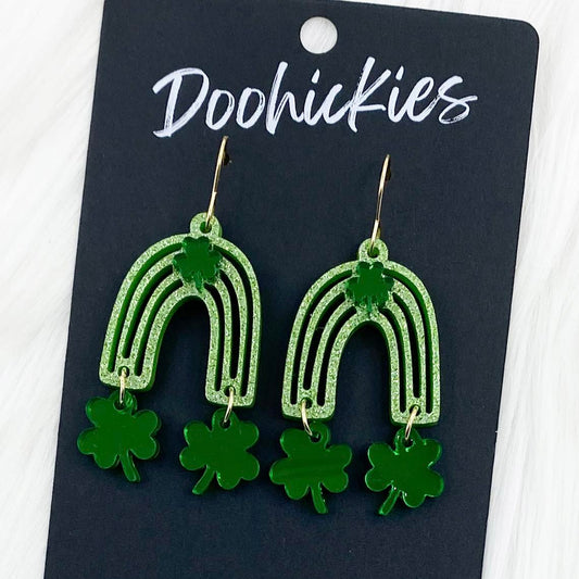 2" Lucky Layered Rainbows -St. Paddy Acrylic Earrings by Doohickies Wholesale