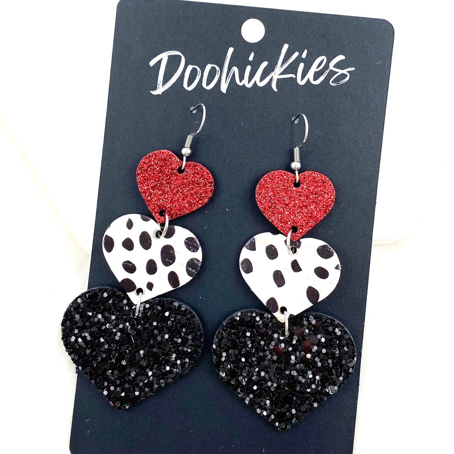 3.5" Mix it up Waterfall Hearts -Valentine's Earrings by Doohickies Wholesale