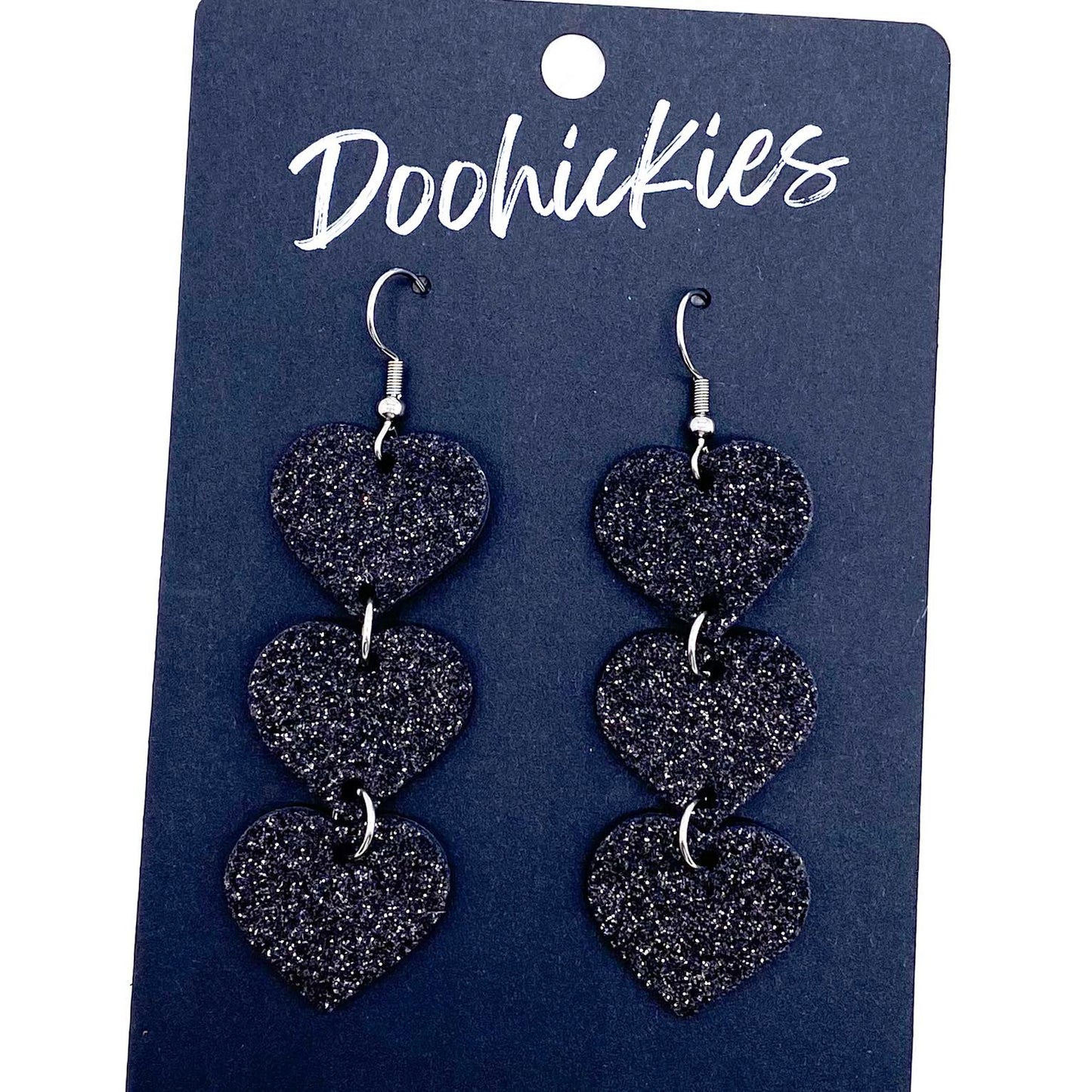 Triple Glitter Heart Drops by Doohickies Wholesale