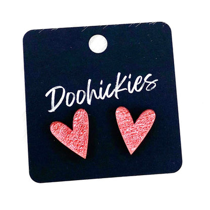 16mm Saffiano Hearts -Valentine's Earrings by Doohickies Wholesale