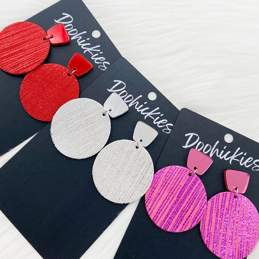 2" Shimmer Rain Piggy Dangles -Valentine's Leather Earrings by Doohickies Wholesale