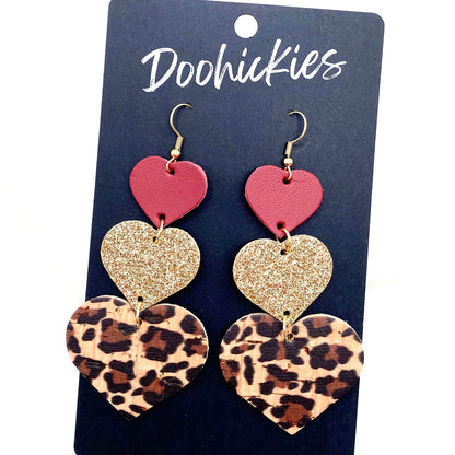 3.5" Mix it up Waterfall Hearts -Valentine's Earrings by Doohickies Wholesale