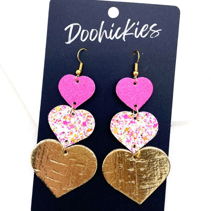 3.5" Mix it up Waterfall Hearts -Valentine's Earrings by Doohickies Wholesale