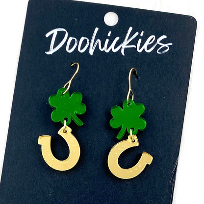 1.5" Lucky Charmz Drops -St. Paddy Acrylic Earrings by Doohickies Wholesale