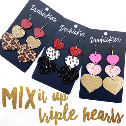 3.5" Mix it up Waterfall Hearts -Valentine's Earrings by Doohickies Wholesale