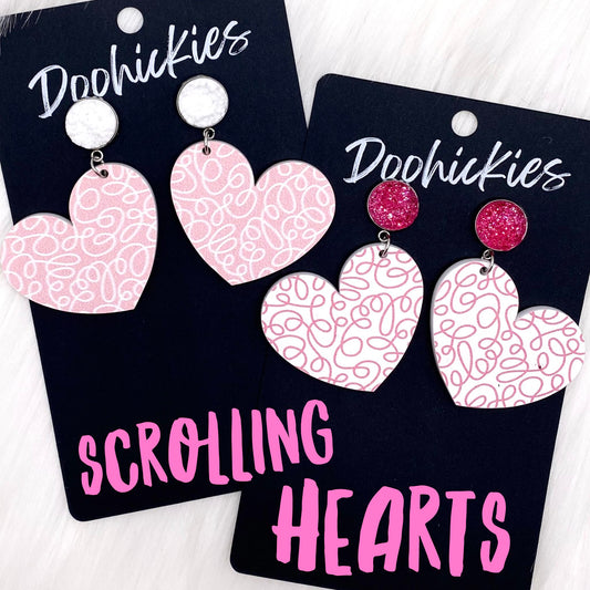 2" Scrolling Heart Dangles -Valentine Acrylics by Doohickies Wholesale