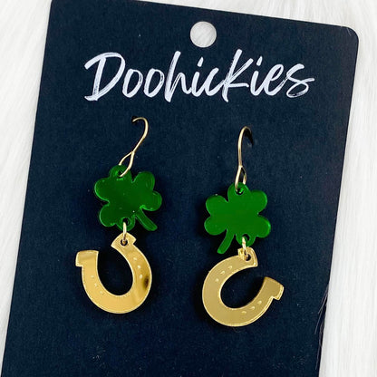 1.5" Lucky Charmz Drops -St. Paddy Acrylic Earrings by Doohickies Wholesale