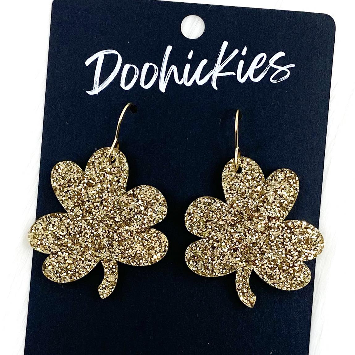 1.5" Hand Drawn Shamrocks -St. Paddy's Acrylic Earrings by Doohickies Wholesale