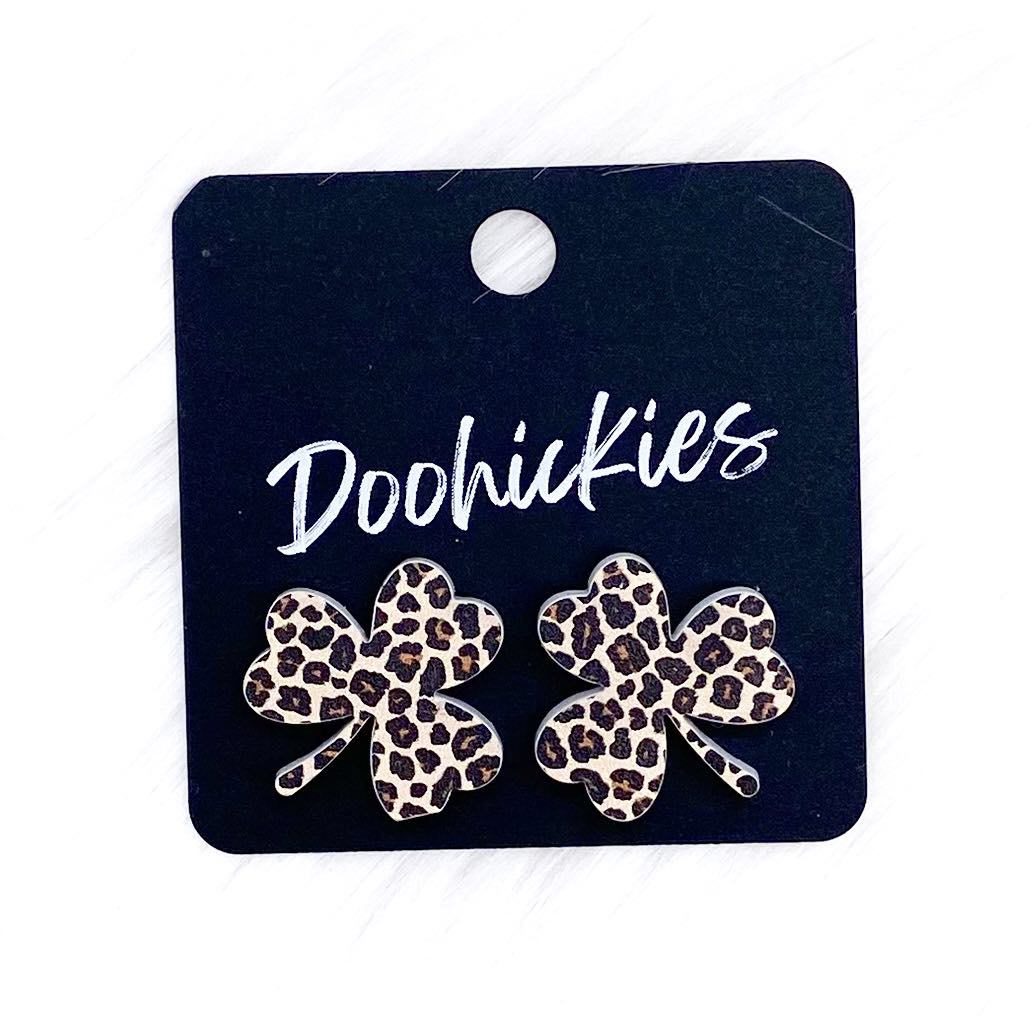 21mm Statement Shamrock Studs -St. Paddy Acrylic Earrings by Doohickies Wholesale