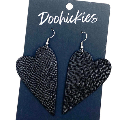 Saffiano Leather Hearts -Valentine's Earrings by Doohickies Wholesale