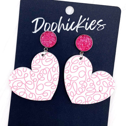 2" Scrolling Heart Dangles -Valentine Acrylics by Doohickies Wholesale