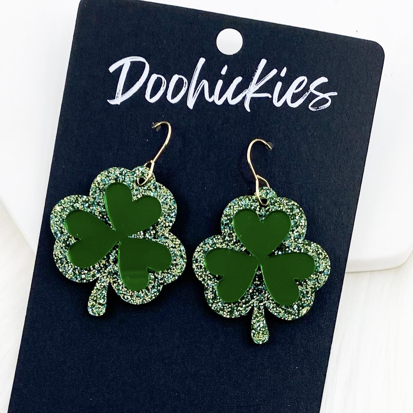 1.5" Layered Shammies -St. Paddy Acrylic Earrings by Doohickies Wholesale