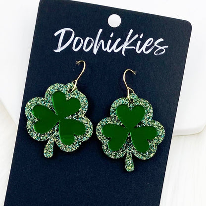 1.5" Layered Shammies -St. Paddy Acrylic Earrings by Doohickies Wholesale