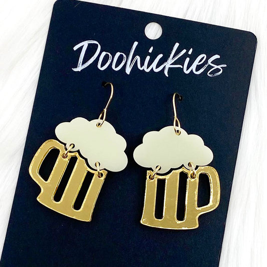 1.5" Frosty Mug - St. Paddy Acrylic Earrings by Doohickies Wholesale