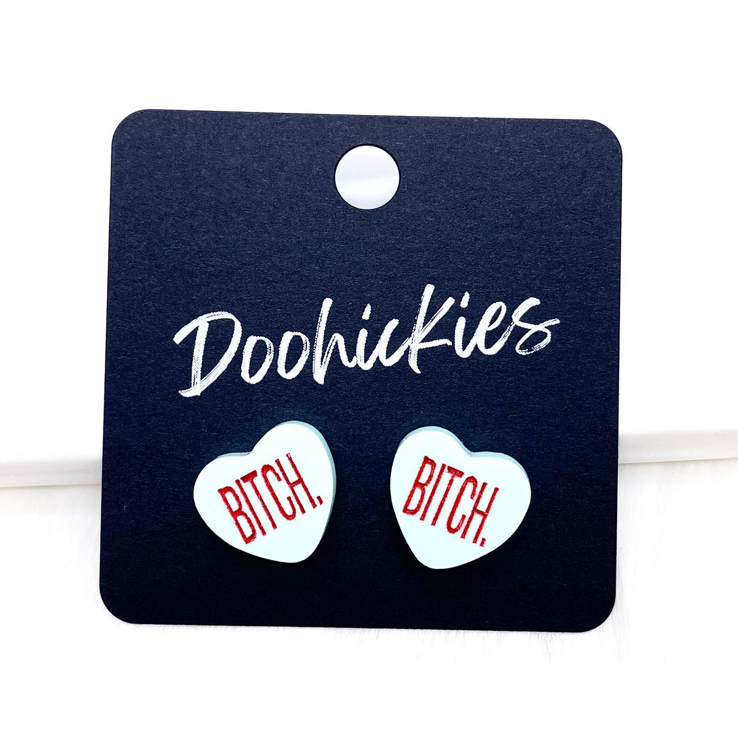 13mm Snarky Candy Heart Studs -Valentine's Earrings by Doohickies Wholesale