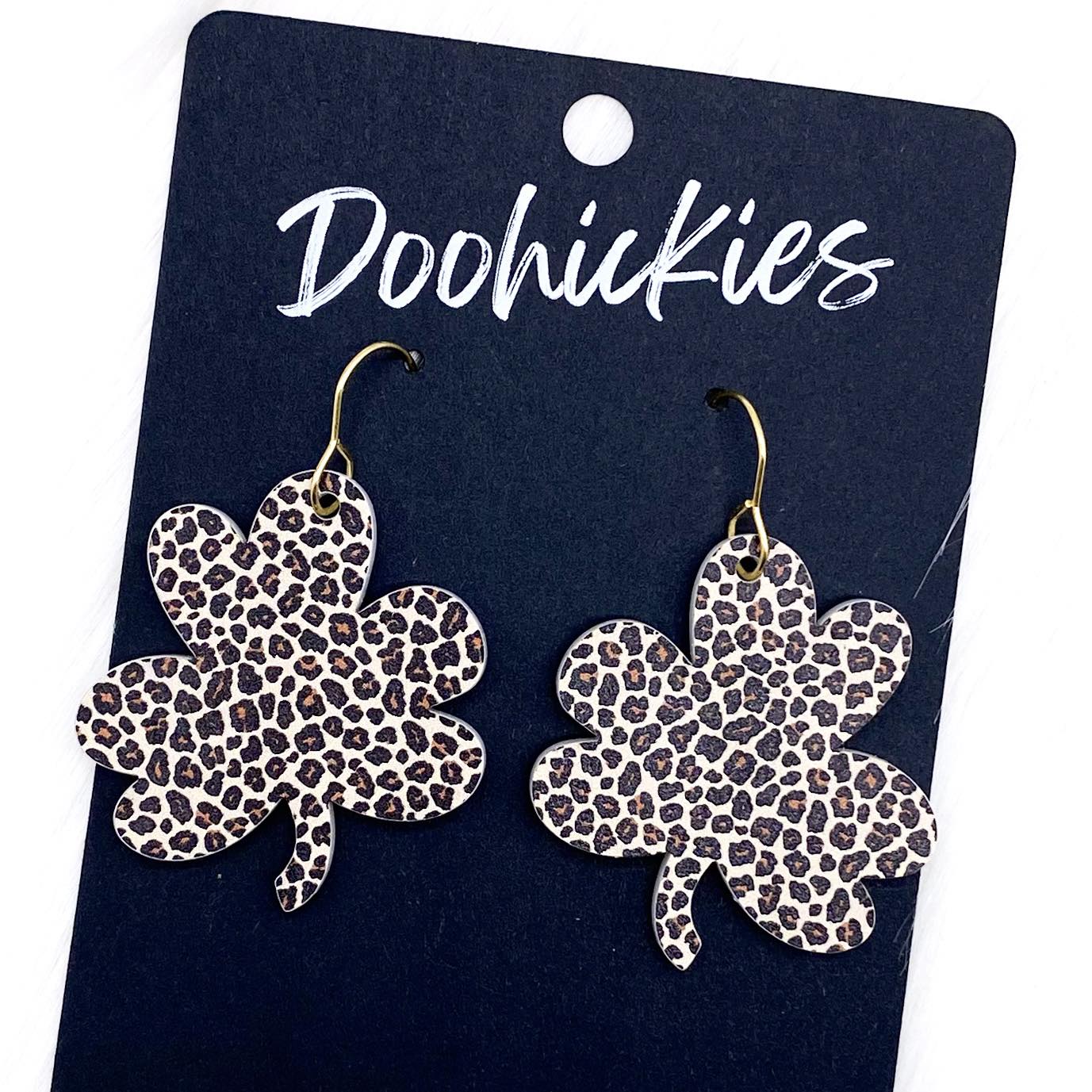 1.5" Hand Drawn Shamrocks -St. Paddy's Acrylic Earrings by Doohickies Wholesale