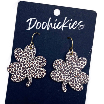 1.5" Hand Drawn Shamrocks -St. Paddy's Acrylic Earrings by Doohickies Wholesale