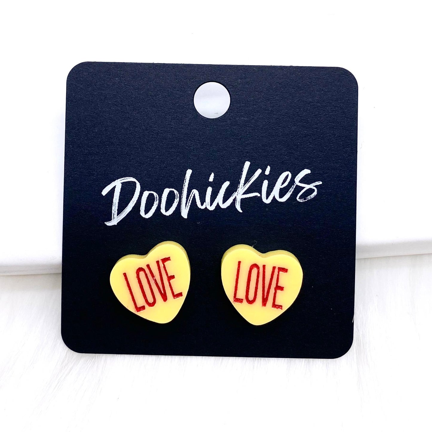 13mm Candy Love Hearts Studs -Valentine Earrings by Doohickies Wholesale