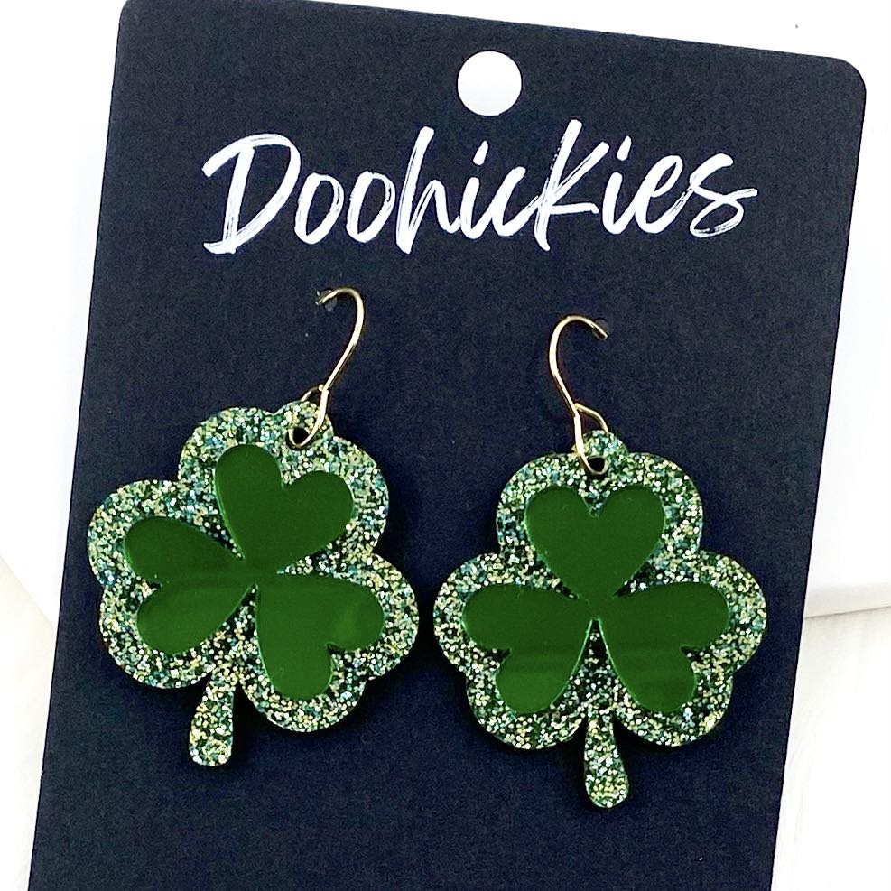 1.5" Layered Shammies -St. Paddy Acrylic Earrings by Doohickies Wholesale