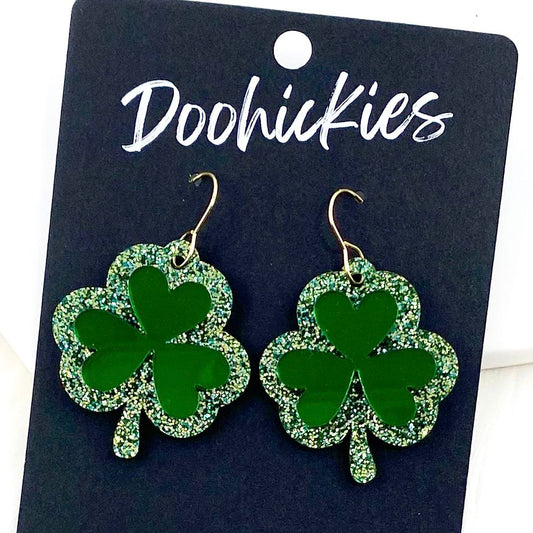 1.5" Layered Shammies -St. Paddy Acrylic Earrings by Doohickies Wholesale