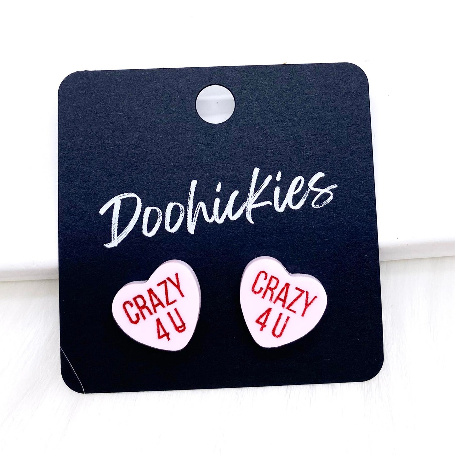 13mm Candy Love Hearts Studs -Valentine Earrings by Doohickies Wholesale