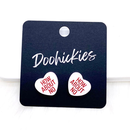 13mm Snarky Candy Heart Studs -Valentine's Earrings by Doohickies Wholesale