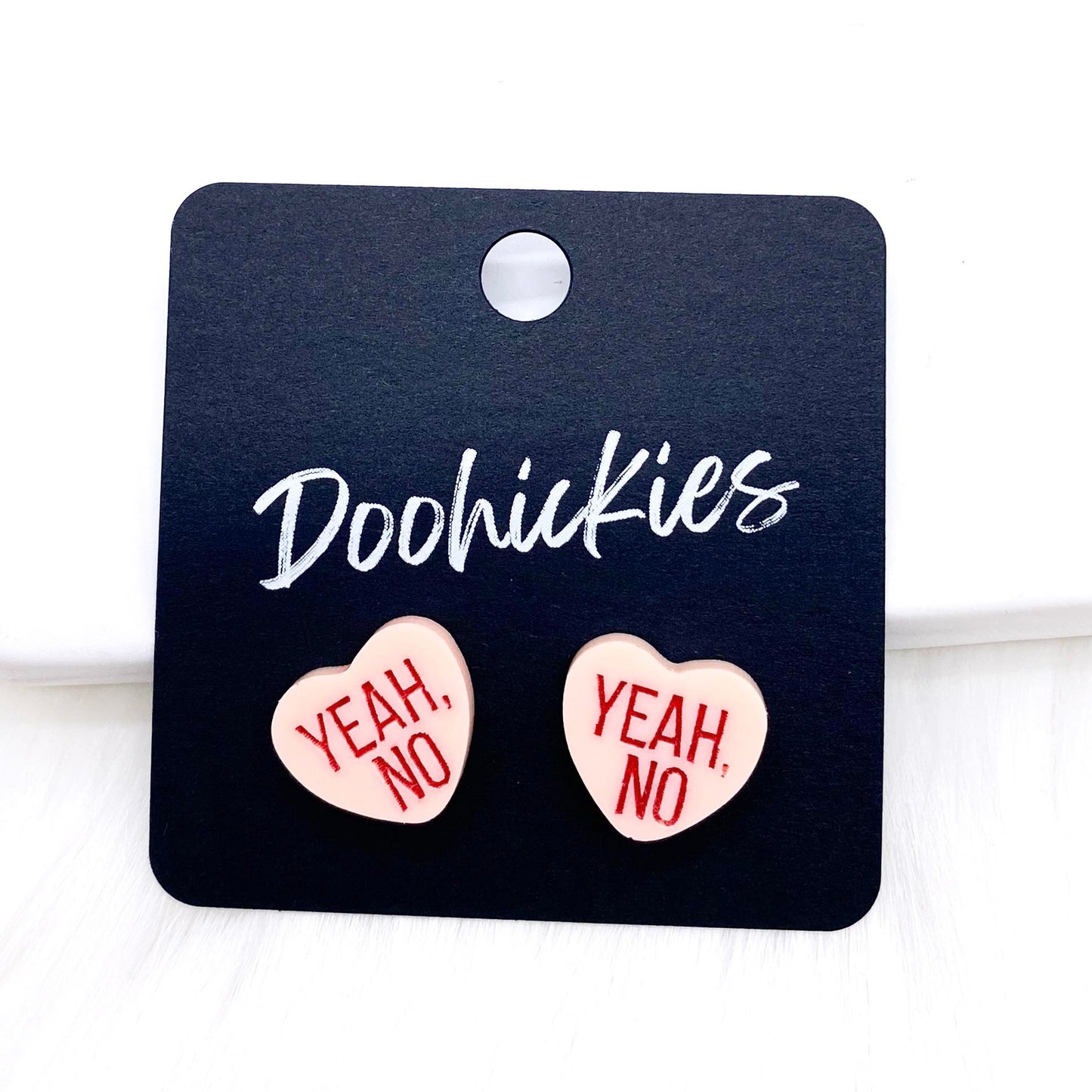 13mm Snarky Candy Heart Studs -Valentine's Earrings by Doohickies Wholesale