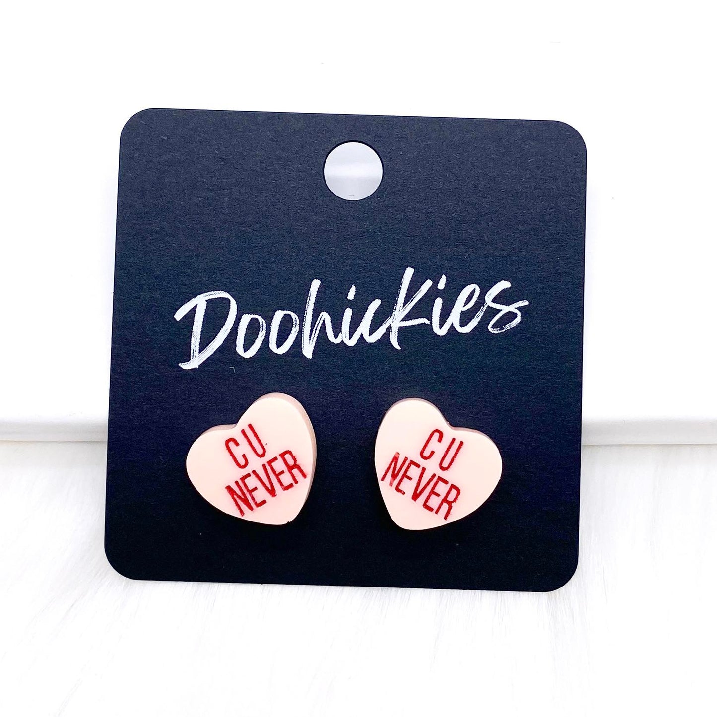 13mm Snarky Candy Heart Studs -Valentine's Earrings by Doohickies Wholesale