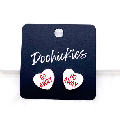 13mm Snarky Candy Heart Studs -Valentine's Earrings by Doohickies Wholesale