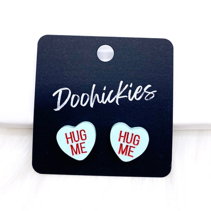 13mm Candy Love Hearts Studs -Valentine Earrings by Doohickies Wholesale