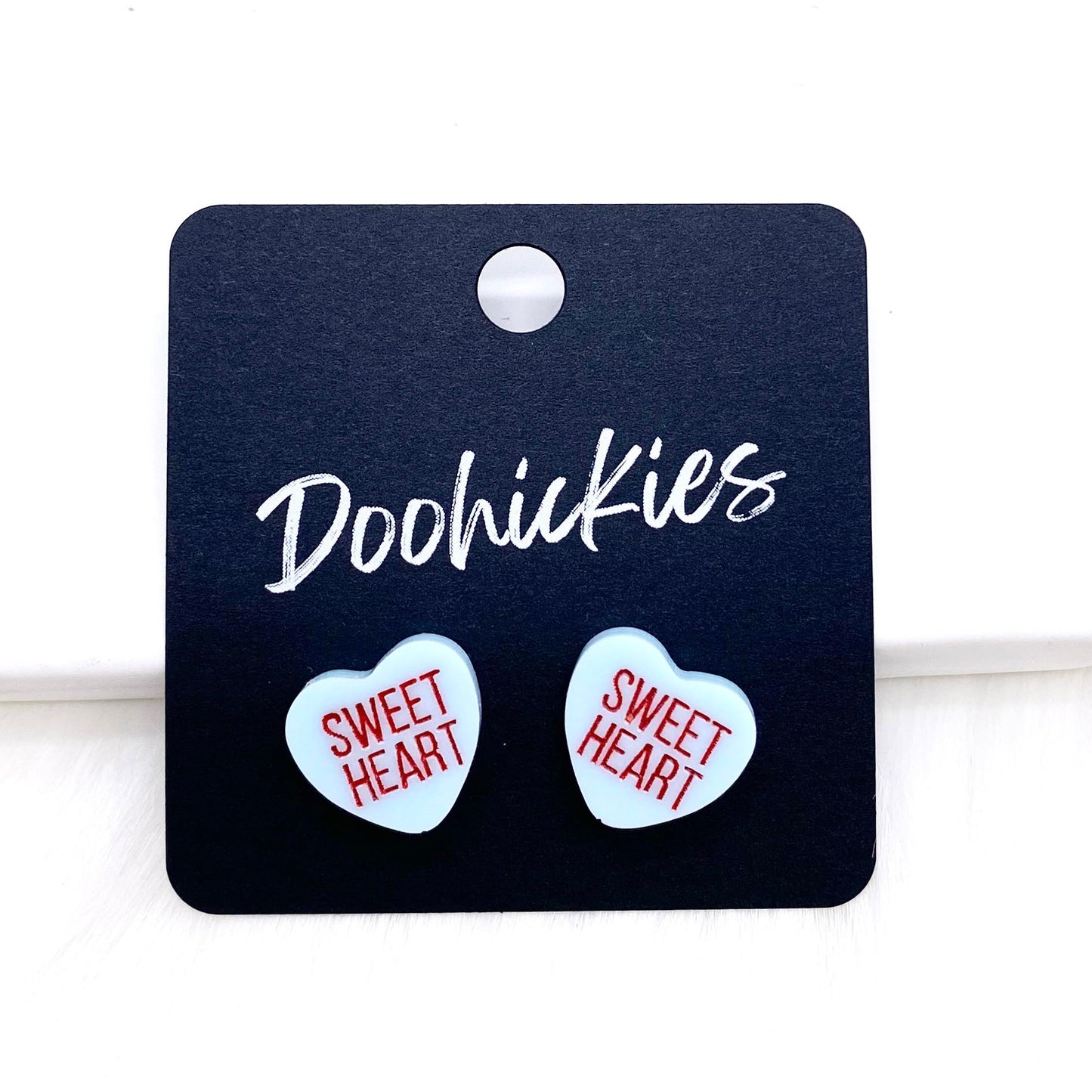 13mm Candy Love Hearts Studs -Valentine Earrings by Doohickies Wholesale