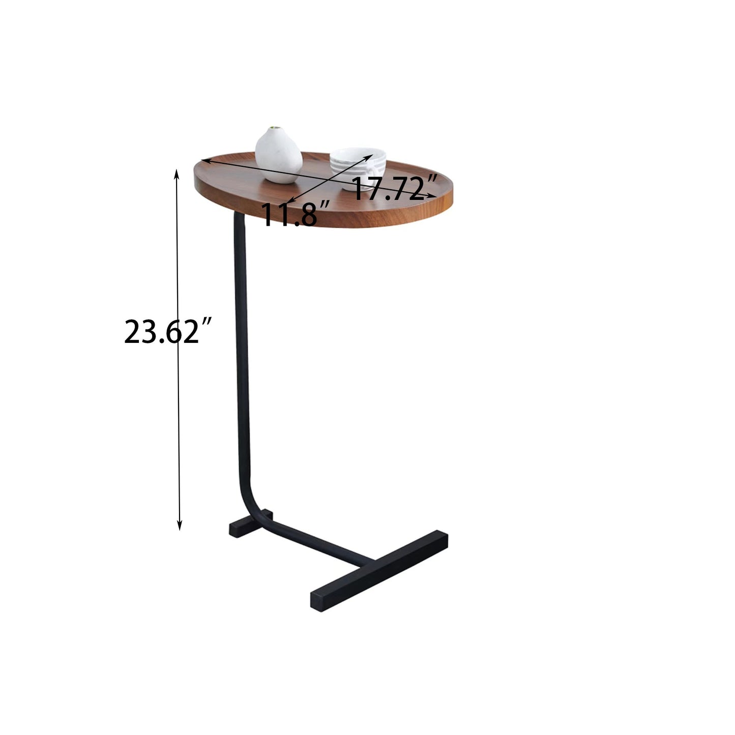 2-Pieces Brown C-shaped Side Table by Blak Hom