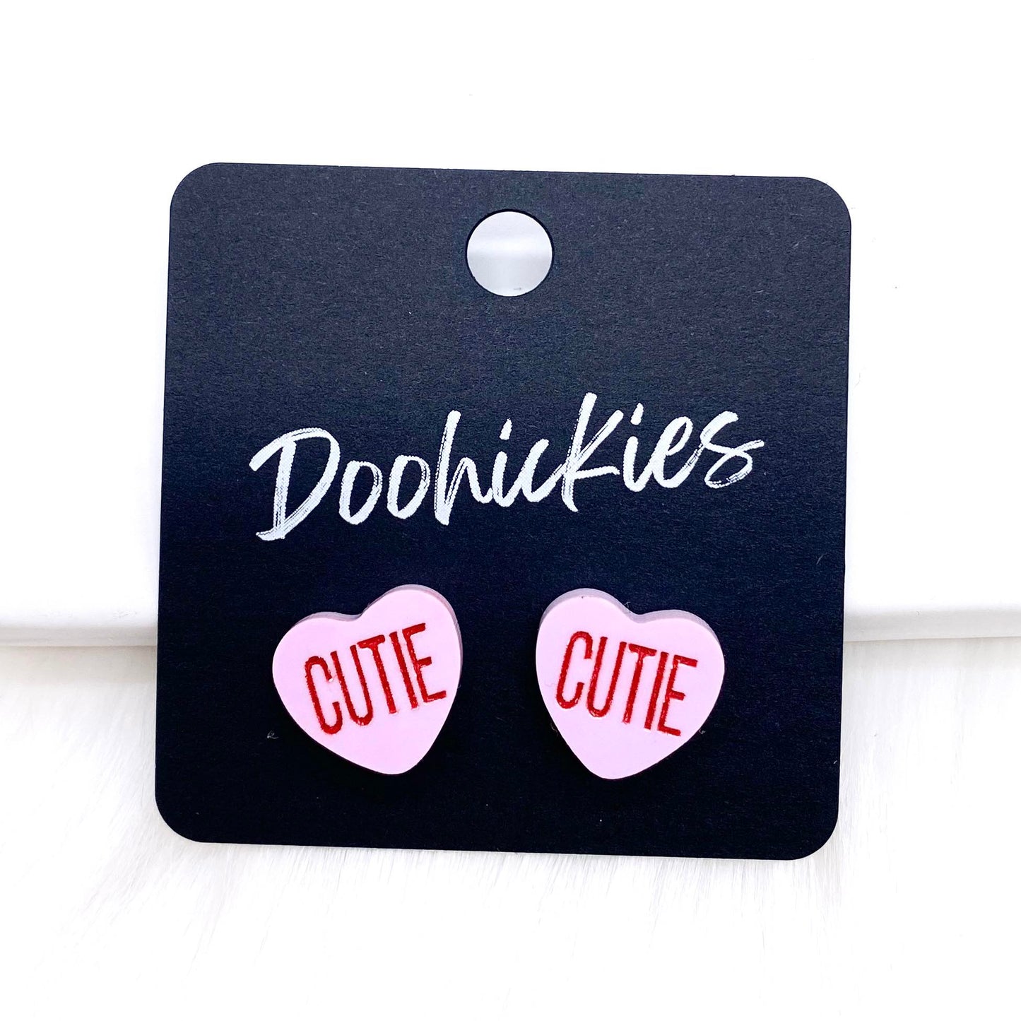 13mm Candy Love Hearts Studs -Valentine Earrings by Doohickies Wholesale