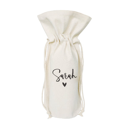 Personalized Name with Heart Canvas Wine Bag by The Cotton & Canvas Co.