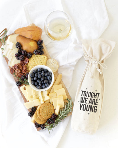 Tonight We Are Young Cotton Canvas Wine Bag by The Cotton & Canvas Co.