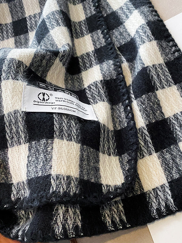 Vintage Imitated Cashmere Plaid Shawl&Scarf by migunica