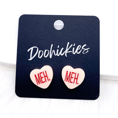 13mm Snarky Candy Heart Studs -Valentine's Earrings by Doohickies Wholesale