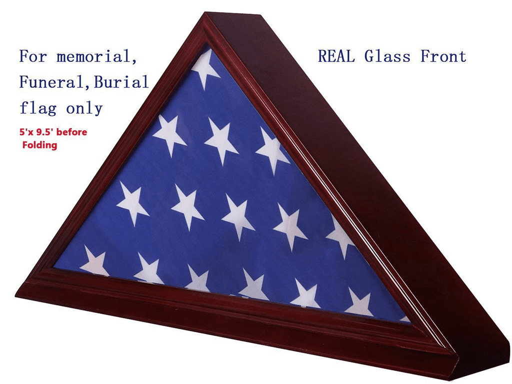 Solid Beech Wood Flag Display Case for 5"X 9.5" Burial/Funeral/Veteran Memorial Cherry by The Military Gift Store