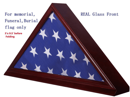 Solid Beech Wood Flag Display Case for 5"X 9.5" Burial/Funeral/Veteran Memorial Cherry by The Military Gift Store