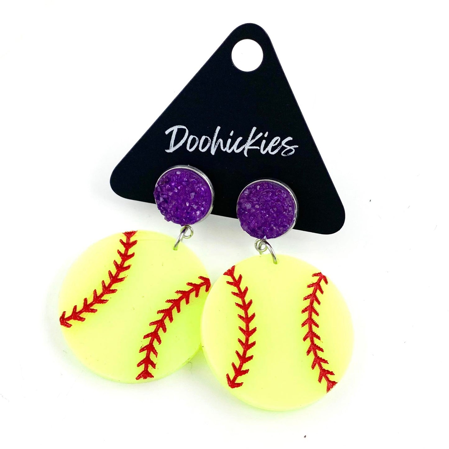 2" Custom Engraved Softball Dangles -Softball Earrings by Doohickies Wholesale