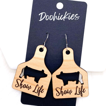 2.25" Show Life Tags -Western Earrings by Doohickies Wholesale