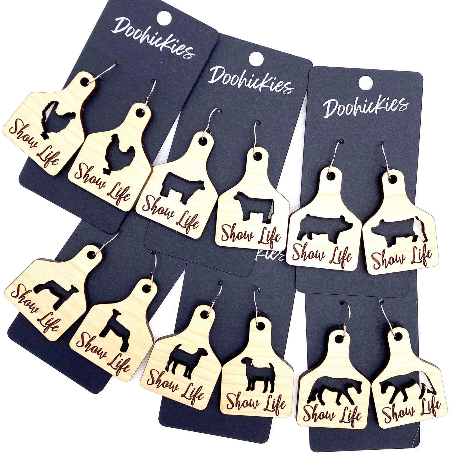 2.25" Show Life Tags -Western Earrings by Doohickies Wholesale