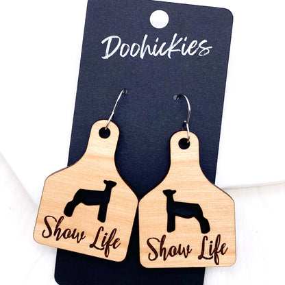 2.25" Show Life Tags -Western Earrings by Doohickies Wholesale