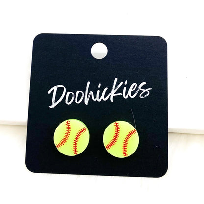 Softball Gear Studs -Sports Earrings by Doohickies Wholesale