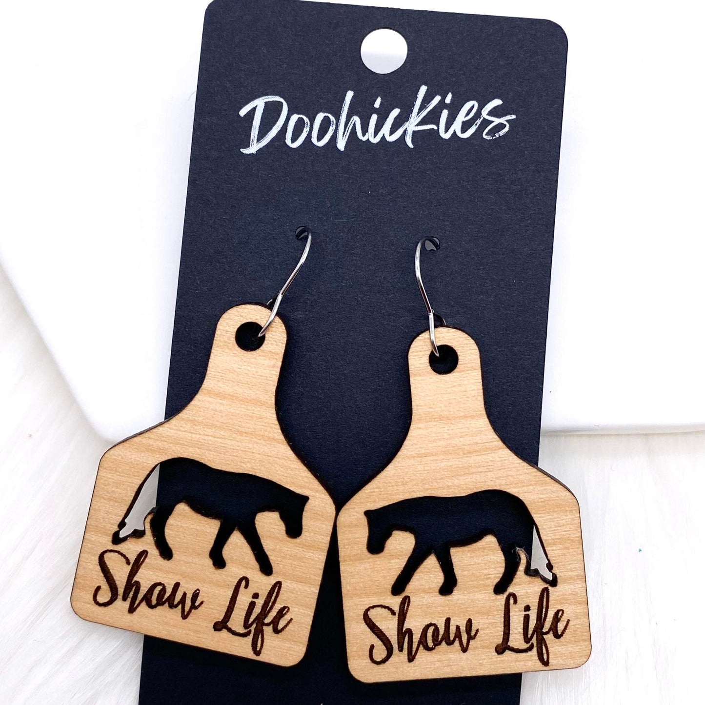 2.25" Show Life Tags -Western Earrings by Doohickies Wholesale