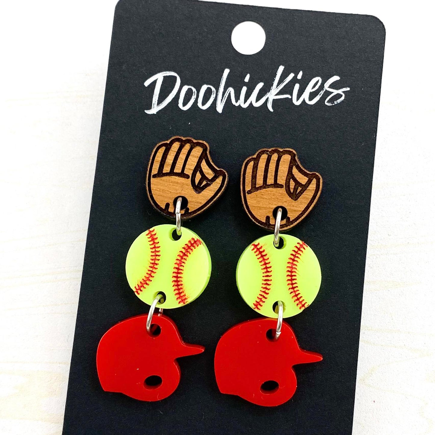 2" Custom Play Ball Trio- Sports Earrings by Doohickies Wholesale