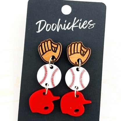 2" Custom Play Ball Trio- Sports Earrings by Doohickies Wholesale