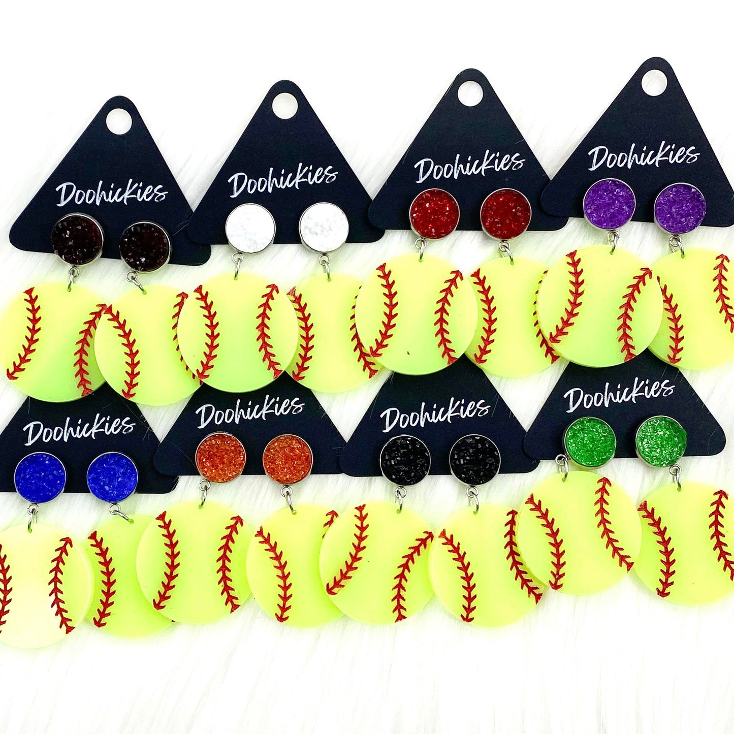 2" Custom Engraved Softball Dangles -Softball Earrings by Doohickies Wholesale