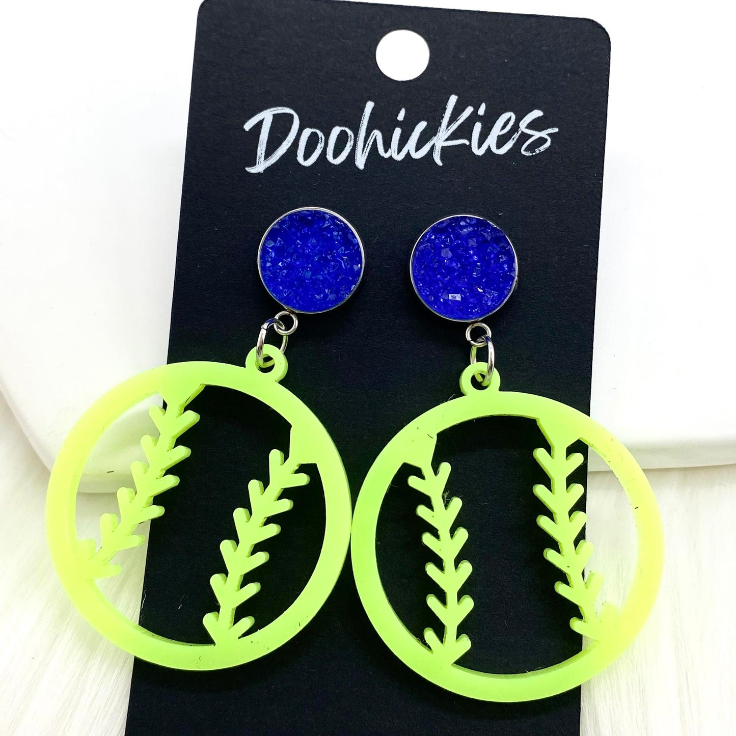 2" Custom Cutout Softball Dangles -Softball Earrings by Doohickies Wholesale