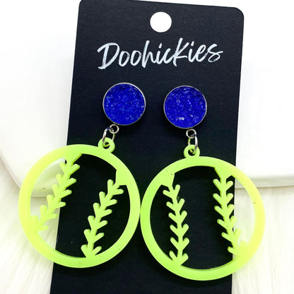 2" Custom Cutout Softball Dangles -Softball Earrings by Doohickies Wholesale